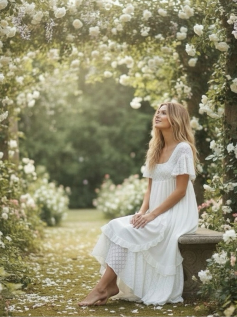 Free People Ethereal Bohemian Cottage Bring The Romance Maxi Dress White Medium - Picture 4 of 13